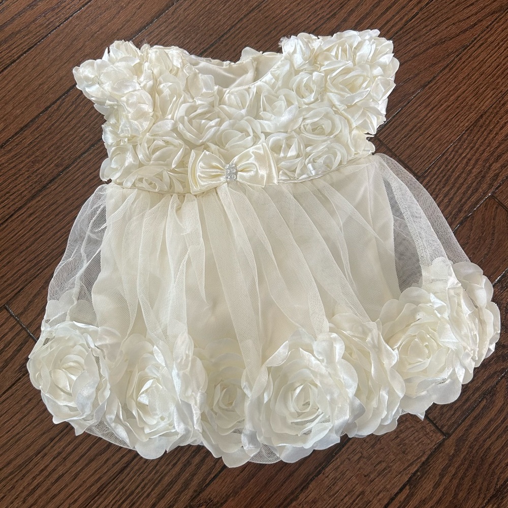 Nannette Baby Ivory Bloomer Dress Set 6M